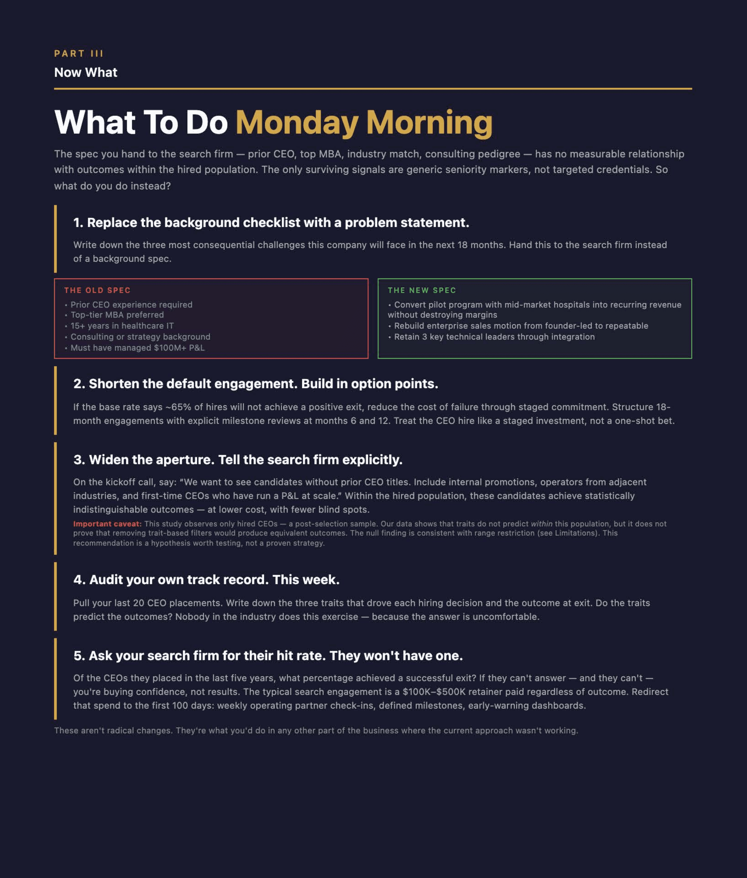 What To Do Monday Morning: 5 Steps to Fix CEO Selection