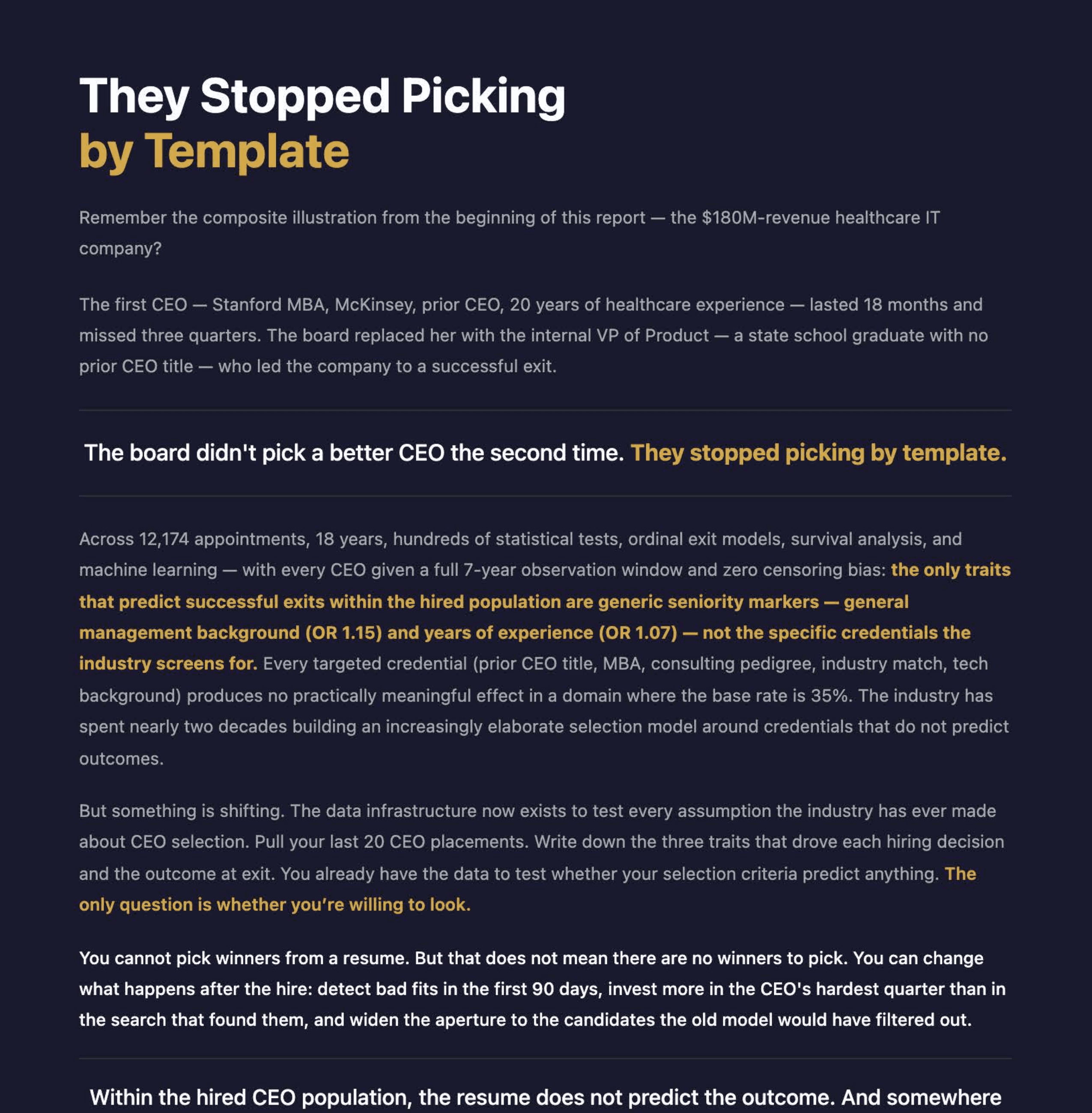 They Stopped Picking by Template: The Closing Argument